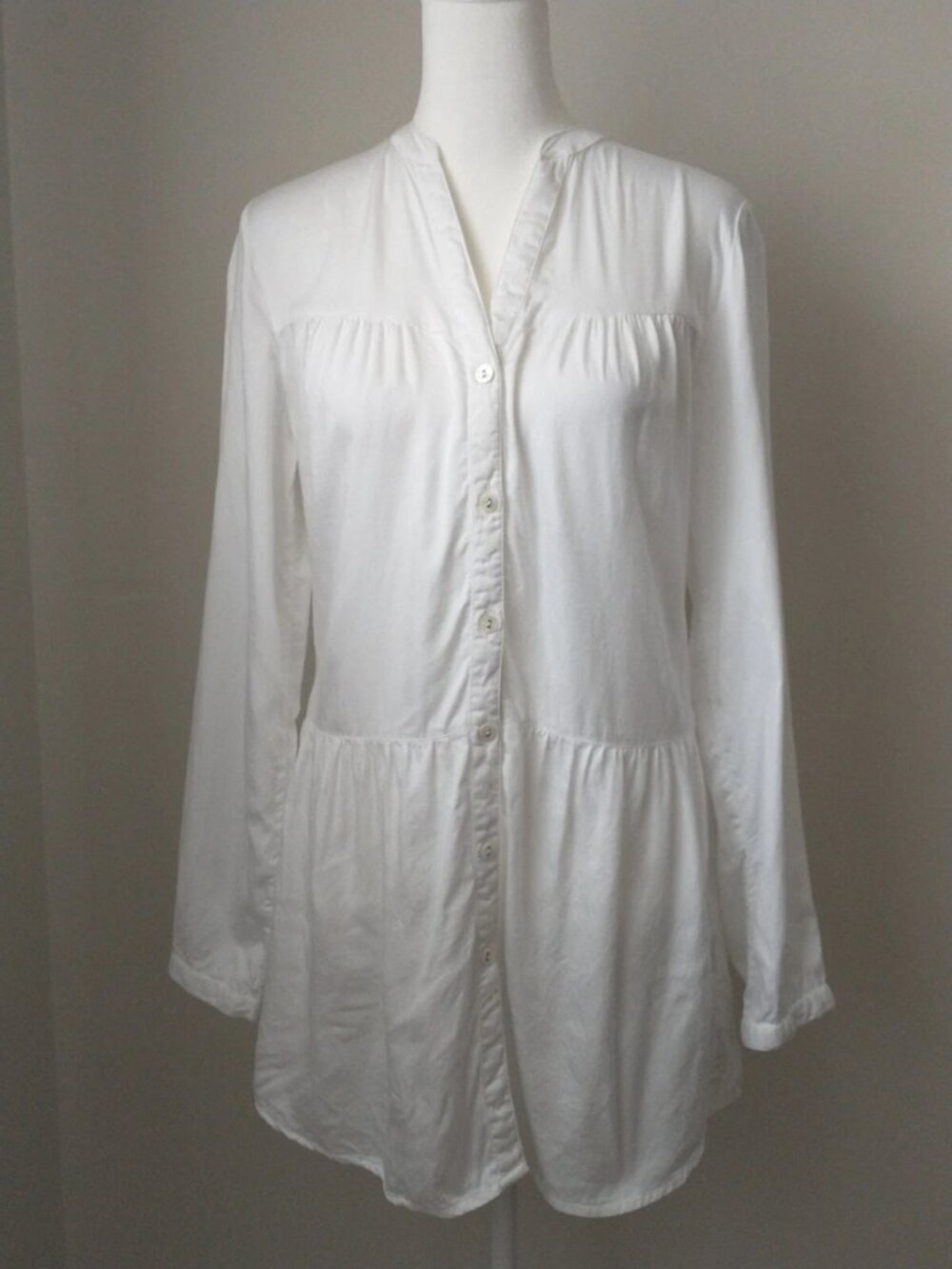 J. Peterman White Button-Front Beach coastal Tunic Dress Size 2